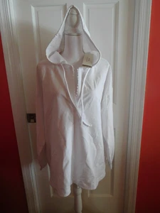 NYDJ Sudadera con Capucha con Ribete de Encaje / Encubrimiento de Natación ~ Blanco Talla XL NUEVO CON ETIQUETAS - Imagen 1 de 6