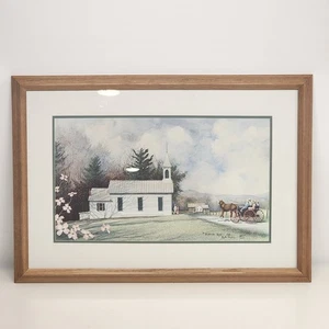Burton Dye Easter Sunday 1984 Vintage Signed Print Rural America Watercolor Art - Picture 1 of 16