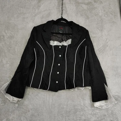 Chaqueta Blazer Ashro Mujer Plus 18 Cuello Cuadrado Steampunk Plisada Rayas Organza Foto 1 de 4
