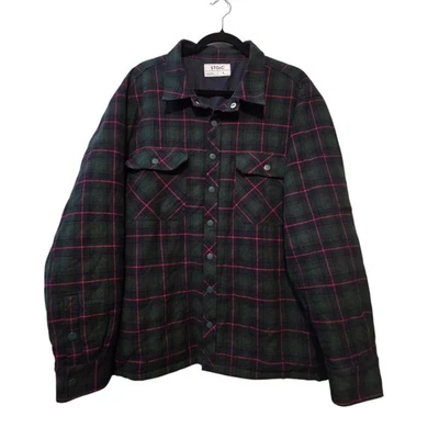 Chaqueta de franela a cuadros forrada estoica para hombre LG azul verde rojo chaqueta camisa a presión Foto 1 de 4