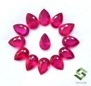 6x4 mm Natural Ruby Pear Cut Lot 13 Pcs 6.93 CTS Calibrated Loose Gemstones GF - Picture 1 of 6