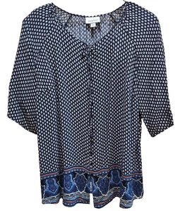 Blusa para mujer Avenue negra/azul con estampado gráfico talla 14/16 - Imagen 1 de 6