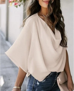 NEU lässiges lockeres atmungsaktives gerafftes Top apricot Gr. M Bluse schicker Stil - Bild 1 von 5