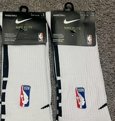 Nike Elite NBA Dri-FIT Basketball Crew Socks White 2 Pairs - Image 1 of 4