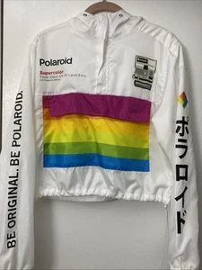 POLAROID Damen Windbreaker Jacke Kapuze Cropped Half Zip Gr. S Brustweite 40” - Bild 1 von 10