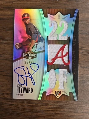 2010 JASON HEYWARD (RC) TRIPLE THREADS 73/75 TRIPLE MEMORABILIA #139 MINT - Image 1 of 2