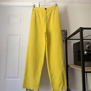 BELLEROSE pantalone jeans giallo misto cotone lino vita alta denim gamba dritta - Foto 1 di 6