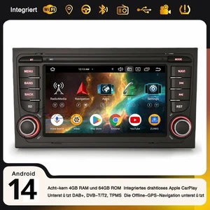 Android 14 Autoradio für Audi A4 RS4 SEAT EXEO 64GB 8-Kern Navi Carplay DAB+ USB - Bild 1 von 24