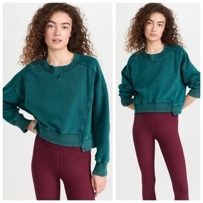 Free People FP Movement Intercept Cropped Sweatshirt, Emerald Green sz. XS - Image 1 of 4
