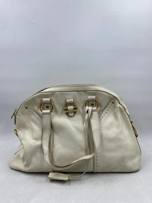 Yves Saint Laurent White Leather Satchel Top Handle Bag - Image 1 of 4