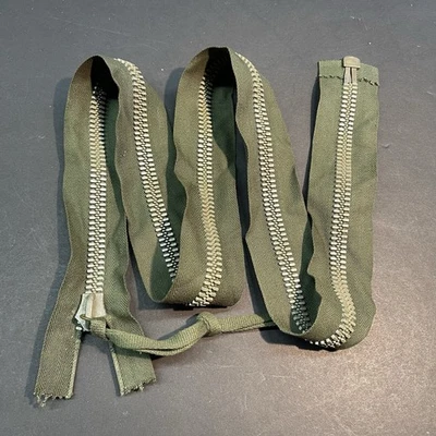 WW2 CROWN Military Metal 48" Zipper OPEN END Cotton HBT Vintage USA - Image 1 of 4