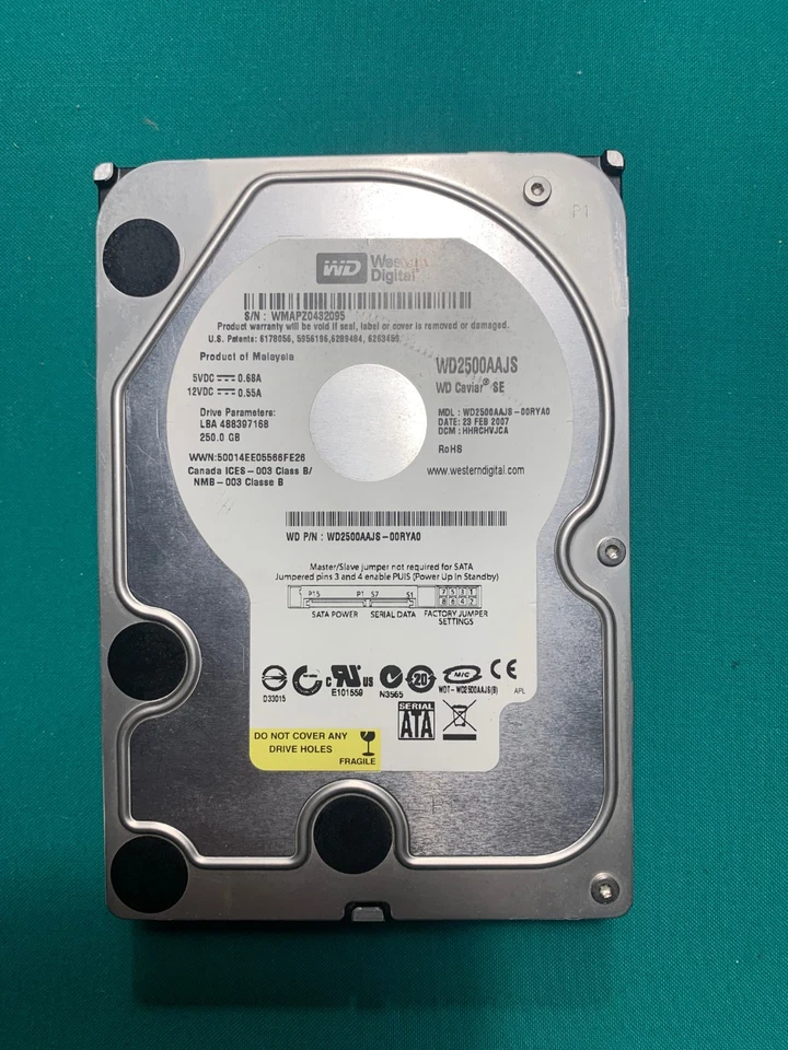 Western Digital Caviar WD2500AAJS 250GB SATA Hard Disk Drive - Image 1 of 1