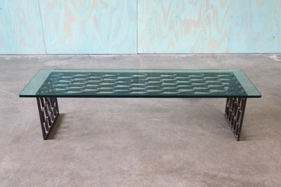 1960s Paul Evans Studio Loop Coffee Table Fish Scale Gold Gilt - Image 1 of 4