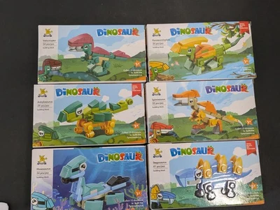 6 Mini Building Brick  DINOSAUR Set Blocks  Building Blocks - Image 1 of 4