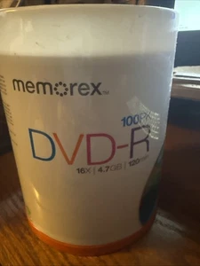 Memorex DVD-R Digital Media 16X 4.7GB 120Min 100 Pack Factory NEW SEALED - Picture 1 of 2
