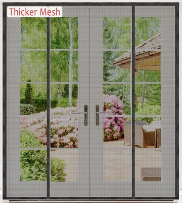 Puerta de pantalla magnética para puertas correderas y francesas 72"x80" más gruesa 250 g/m² malla Foto 1 de 4