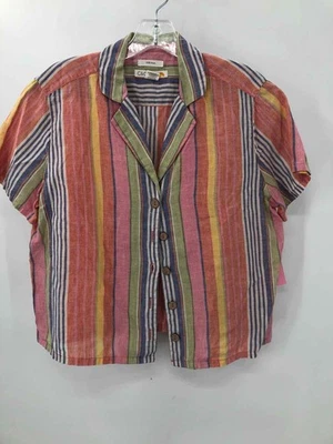 Pre-Owned C&C California Orange Size Large Linen Button Down - Image 1 of 3