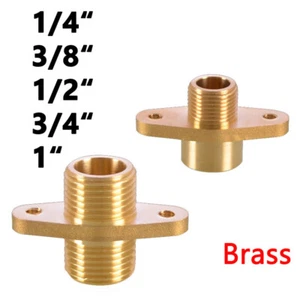Brass Female Male 2 Hole Flange Straight Joint Connector 1/4“ 3/8“ 1/2“ 3/4“ 1“ - Picture 1 of 16