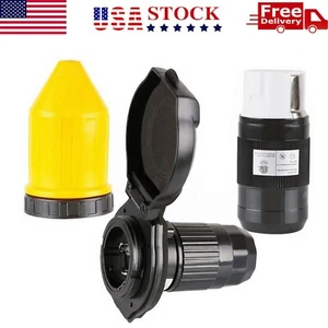 50 Amp 125v/250 Power Cord Twist Electrical Lock Black Inlet Boat RV Marine USA - Bild 1 von 12