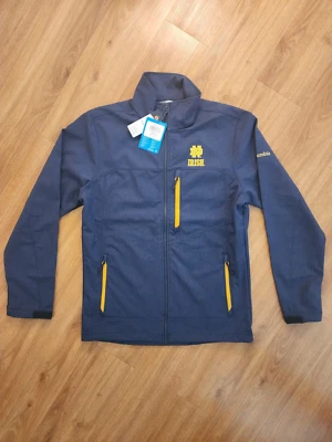 Notre Dame Columbia Ascender II Softshell Jacket NCAA Navy Small Omni-Shield - Image 1 of 4