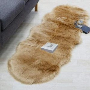 Ultra Soft Faux Sheepskin Bedside Living Room Rugs 2 X 6 Ft Fluffy Shag Rugs Fau - Picture 1 of 6