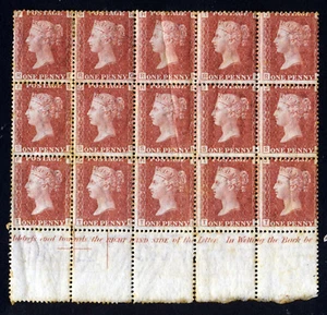 GB Queen Victoria 1876 1d Red Plate 198 BLOCK OF FIFTEEN RF-TJ SG 43 MINT & MNH - Bild 1 von 2
