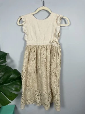 Bow Dream Boho White Linen Top Lace Skirt Dress 7 - Image 1 of 4