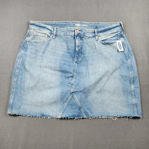 Old Navy Denim Skirt Plus Sz 22 Blue Jean High Rise Raw Hem Western Festival NEW - Picture 1 of 9
