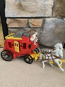 Vintage1950's Ideal Western Stage Coach Toy Fix-It Playset driver & horses 15" - Picture 1 of 7