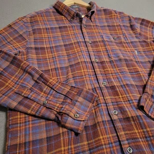 Eddie Bauer Button Down Shirt Mens 2XL Plaid Textured Classic Fit Flannel L/S - Picture 1 of 12