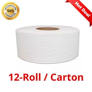Jumbo Toilet Paper 2-Ply White Septic Safe Commercial Residential 12-Roll/Carton - Picture 1 of 4