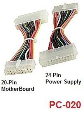  6" 20-Pin Motherboard to 24-Pin ATX Power Supply Cable - Image 1 of 3