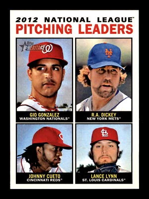 Topps Heritage #3 2013 (Gio Gonzalez / R.A. Dickey / Johnny Cueto / Lance Lynn) Foto 1 de 2