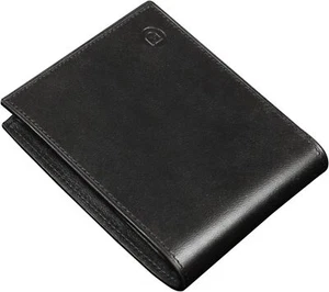 MODIKO Herren-Geldbörse mit Doppelfaltung Echtleder hergestellt in Japan große Kapazität schwarz - Bild 1 von 6