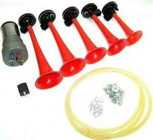 12 Volt Air Horn Musical Style Air Horn With Air Compressor 5 Trumpets New 12V - Bild 1 von 2