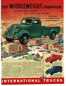 1939 IHC International Trucks D-15 Green Pickup Truck downtown scene Vintage Ad - Picture 1 of 1