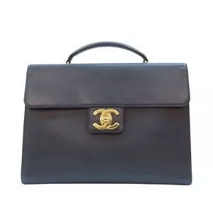 CHANEL Briefcase Laptop Bag Black Grained Calfskin Leather - Picture 1 of 18