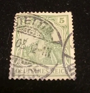 German Vintage Deutsches Reich Germania 5 pf green stamp - Picture 1 of 4