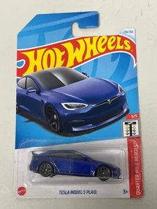 2024 Hot Wheels Quarter Mile Heroes 5/5 Tesla Model S Plaid Blue S12 - Picture 1 of 2