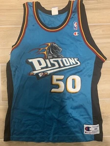 OTIS THORPE #50 Detroit Pistons Champion Jersey 44 Large L RARE NWOT - Picture 1 of 4