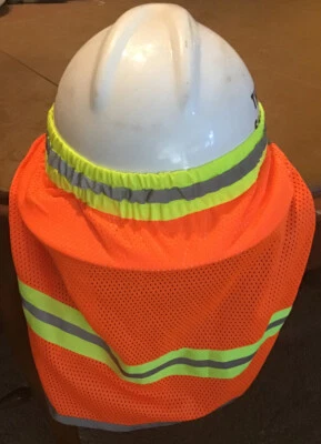 Construction Hardhat Hard Hat Shade Neon Orange Hi-Vis Reflective New W/Out Tags - Image 1 of 2