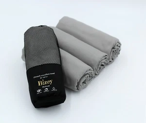 Serviettes Microfibre Gris Sport Plage Yoga Natation Bain Gym. Petit/grand - Photo 1/12
