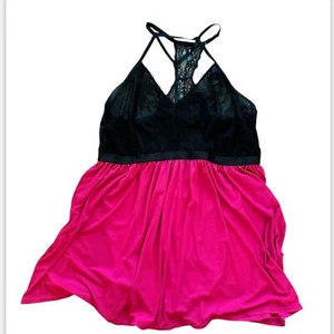Torrid Fuchsia & Black Strappy Lace Babydoll Chemise Size 4X - Picture 1 of 5