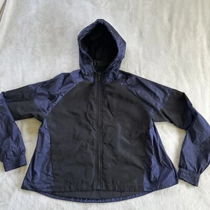 ALALA Windbreaker-Jacke Damen Größe S schwarz-blau mit durchgehendem Reißverschluss und Kapuze - Bild 1 von 8