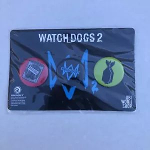 WATCHDOGS 2 - 3 BUTTON PIN BACK SET 2016 GAMESTOP EXCLUSIVE FACTORY SEALED - Picture 1 of 2