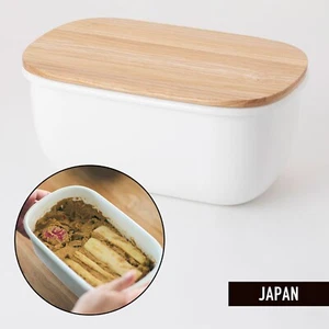Nakagawa Masashichi Easy-to-Stir Enamel Pickle Container Wooden Lid Japan New - Picture 1 of 17