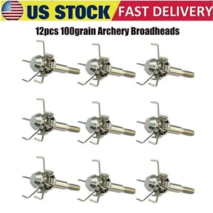 12 x Archery Broadheads Hunting Small Animal Game Judo Arrow Head Tips 100grain - Picture 1 of 6
