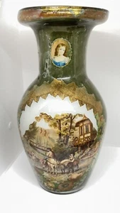 Late 19th to Early 20th Century Reverse Painted Glass Vase 12” - Picture 1 of 15