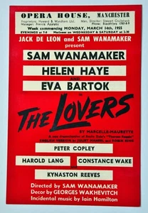 1955 Theatre Flyer THE LOVERS Sam Wanamaker Helen Haye Manchester Opera House - Picture 1 of 2