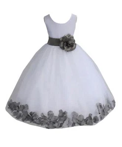 WHITE FLOWER GIRL DRESS PAGEANT WEDDING BRIDESMAID DANCE PARTY 12-18M 2 4 6 8 10 - Picture 1 of 45